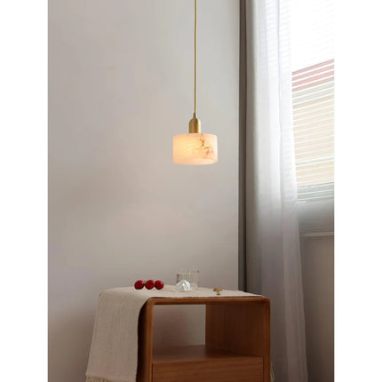 Nowoczesna Lampa Wisząca z Alabastrem i Mosiądzu do Salonu – Elegancki Żyrandol, Kompatybilny z LED i Edison 7