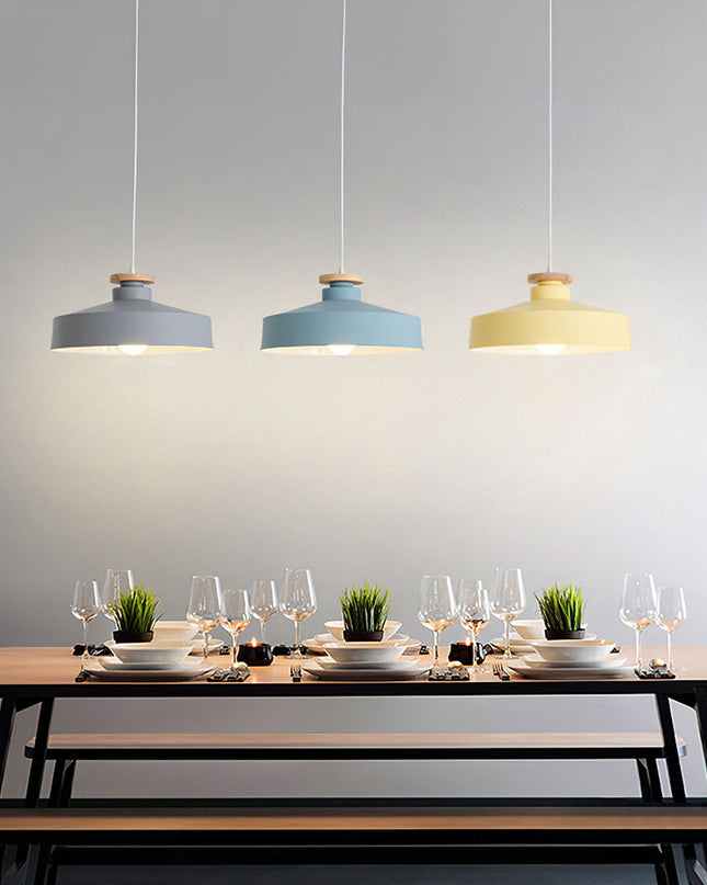 Nowoczesna Lampa Wisząca z Drewna i Aluminium do Kuchni E27 220V – Elegancka Lampa nad Stół do Jadalni i Salonu 10