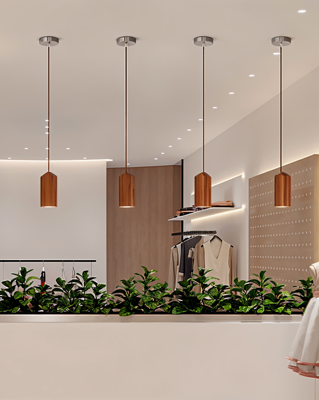 Nowoczesna Lampa Wisząca z Drewna i Metalu do Kuchni – Regulowany Kabel, Ø16 cm, Skandynawski Design, Oświetlenie Nad Stół 2