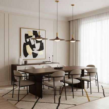 Nowoczesna Lampa Wisząca z Mosiądzu i Drewna Orzechowego – Lampa do Salonu i Nad Stół, Eleganckie Oświetlenie Kuchenne 6