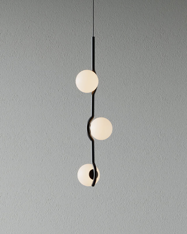 Nowoczesna Lampa Wisząca z Opalowym Szkłem i Metalową Ramą do Salonu i Jadalni – Asymetryczny Design 0