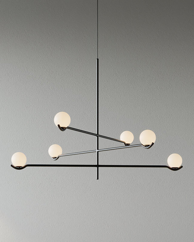 Nowoczesna Lampa Wisząca z Opalowym Szkłem i Metalową Ramą do Salonu i Jadalni – Asymetryczny Design 10