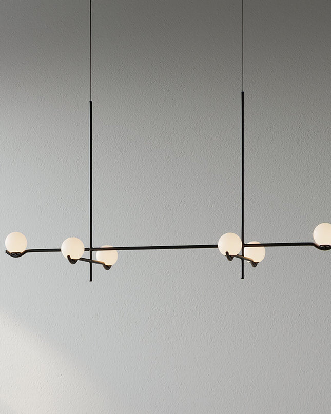 Nowoczesna Lampa Wisząca z Opalowym Szkłem i Metalową Ramą do Salonu i Jadalni – Asymetryczny Design 14