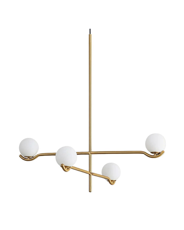 Nowoczesna Lampa Wisząca z Opalowym Szkłem i Metalową Ramą do Salonu i Jadalni – Asymetryczny Design 2