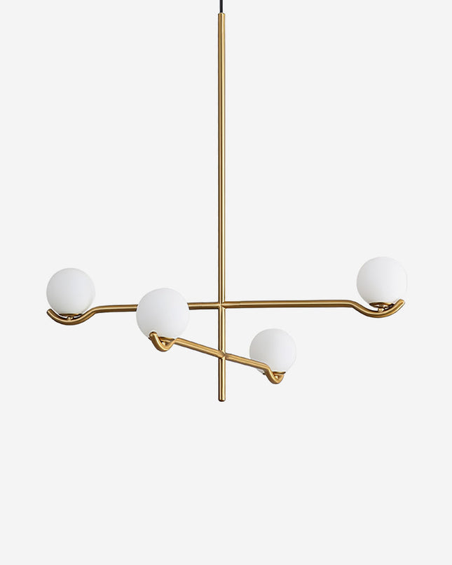 Nowoczesna Lampa Wisząca z Opalowym Szkłem i Metalową Ramą do Salonu i Jadalni – Asymetryczny Design 3