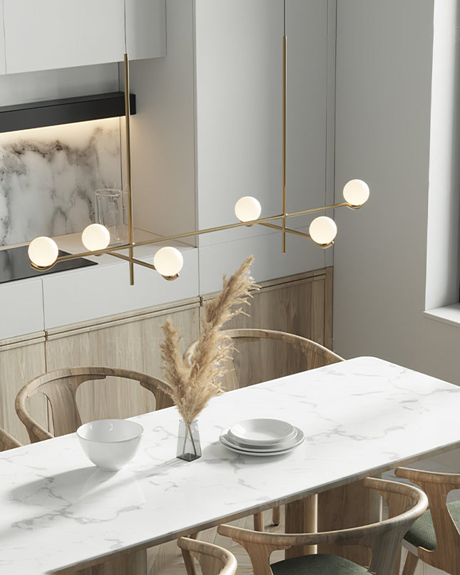 Nowoczesna Lampa Wisząca z Opalowym Szkłem i Metalową Ramą do Salonu i Jadalni – Asymetryczny Design 5