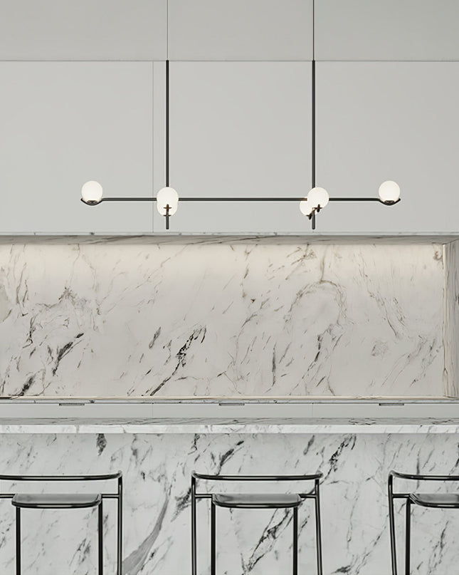 Nowoczesna Lampa Wisząca z Opalowym Szkłem i Metalową Ramą do Salonu i Jadalni – Asymetryczny Design 6