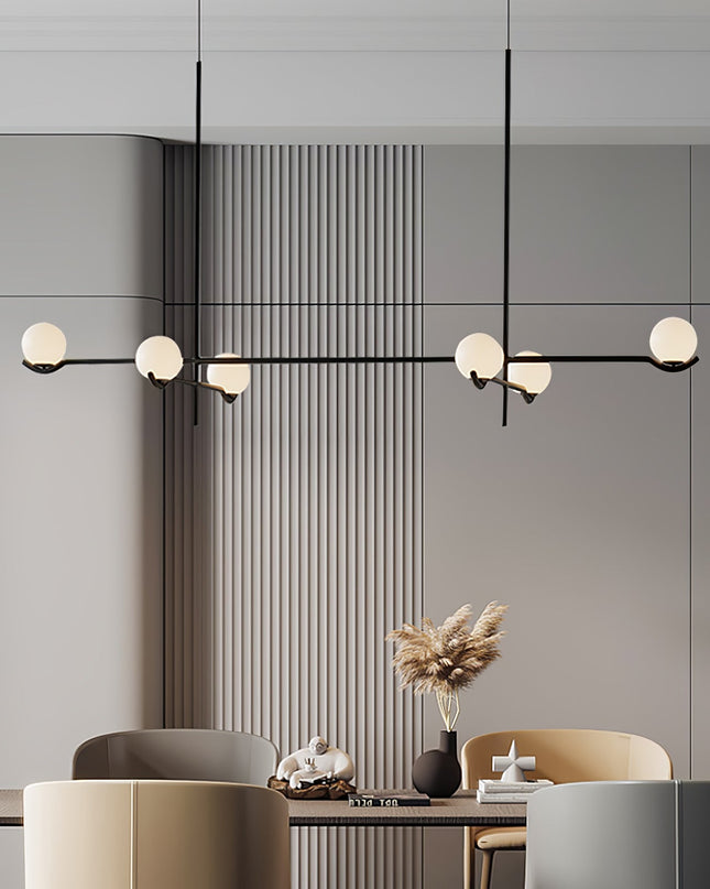 Nowoczesna Lampa Wisząca z Opalowym Szkłem i Metalową Ramą do Salonu i Jadalni – Asymetryczny Design 8