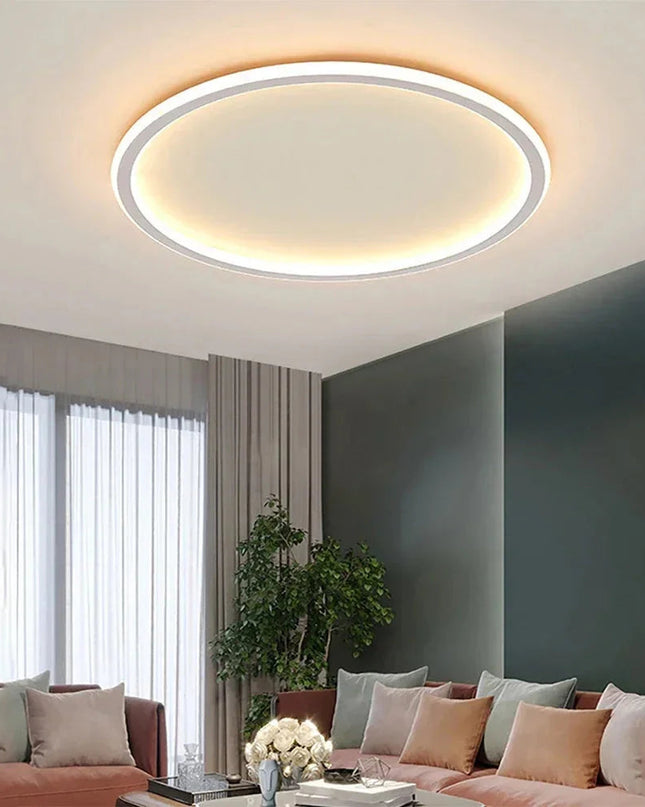 Nowoczesna Okrągła Lampa Sufitowa LED w Stylu Skandynawskim do Salonów i Sypialni – Średnica 20-60 cm, Metalowa i Szkło 2