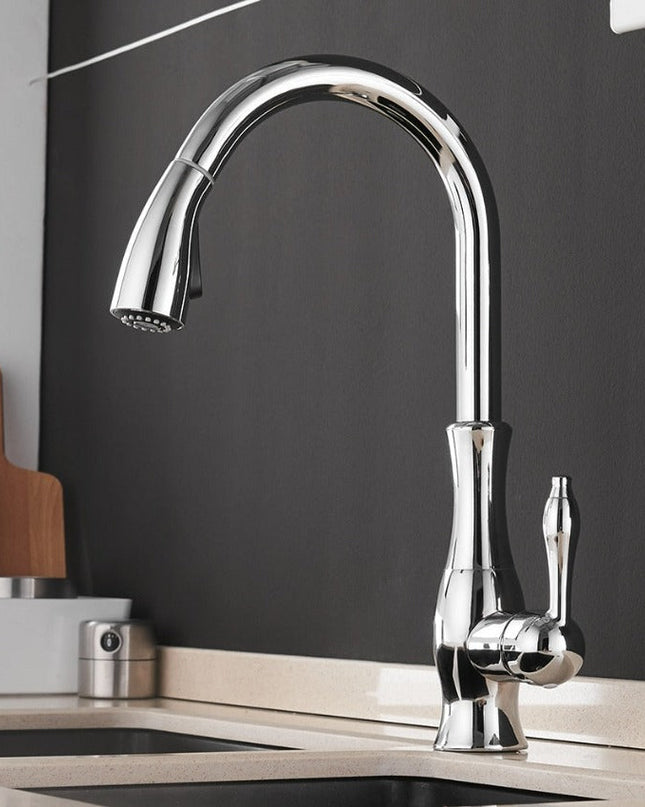 Nowoczesna czarna bateria kuchenna z wysuwaną wylewką i sterowaniem jednouchwytowym – stylowa i funkcjonalna do każdej kuchni 5