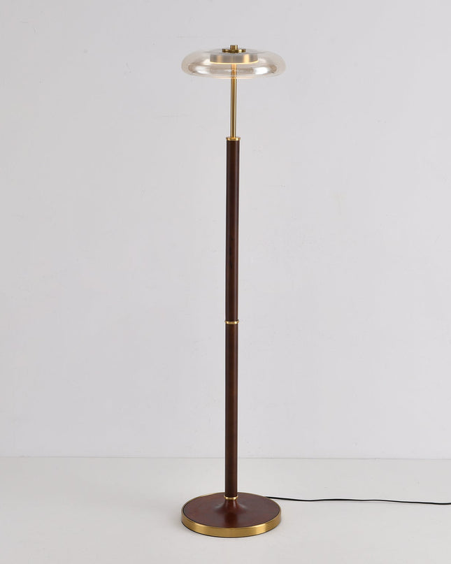 Nowoczesna lampa podłogowa z regulowaną diodą LED w kolorze orzecha i mosiądzu 7