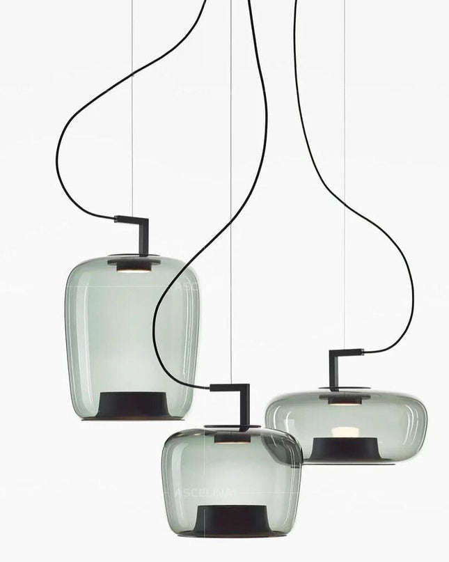 Nowoczesna lampa wisząca LED z szklaną kulą i metalowym pierścieniem – Stylowa dekoracja do kuchni 1