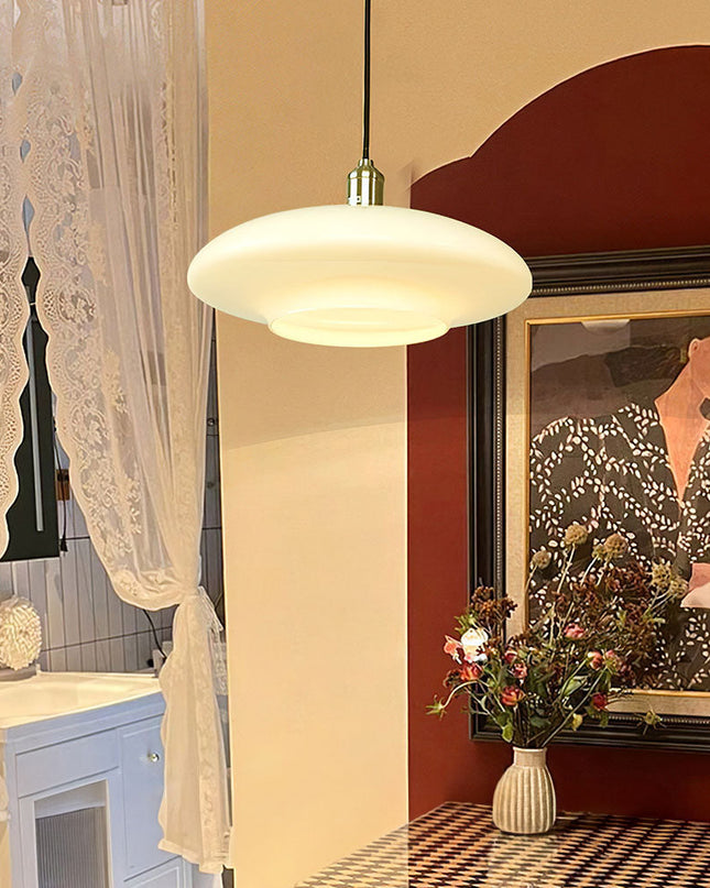 Nowoczesna lampa wisząca z białego szkła – Elegancka i minimalistyczna 0