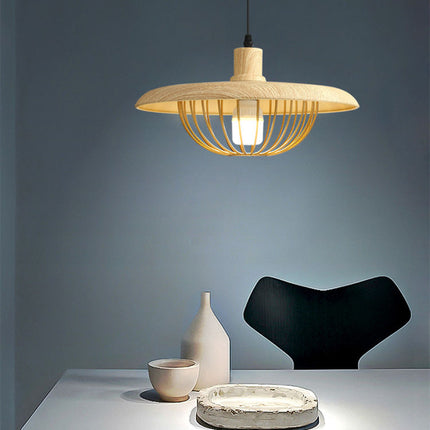 Nowoczesne Lampy Wiszące w Stylu Nordyckim z Imitacją Drewna – Regulowana Długość 4