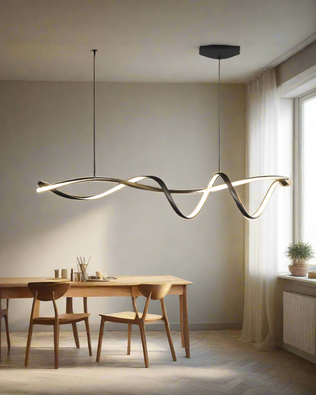 Nowoczesny Czarny Żyrandol LED do Salonu i Pokoju – Elegancki Design z Aluminium, Energooszczędne Oświetlenie 2