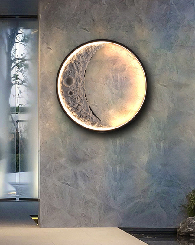 Nowoczesny Kinkiet Ścienny 3D Księżyc z Oświetleniem LED 40 cm – Lampa na Ścianę do Salonu i Sypialni 0