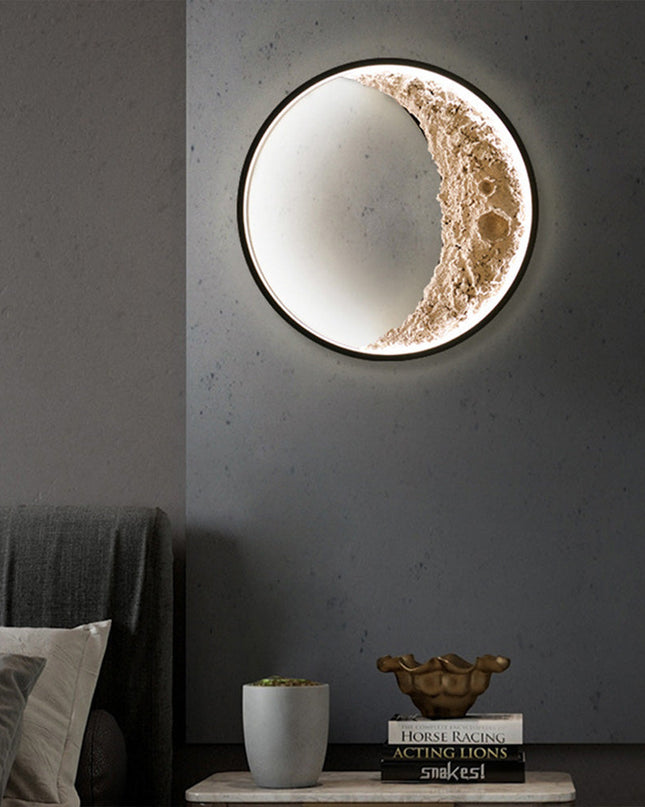 Nowoczesny Kinkiet Ścienny 3D Księżyc z Oświetleniem LED 40 cm – Lampa na Ścianę do Salonu i Sypialni 3