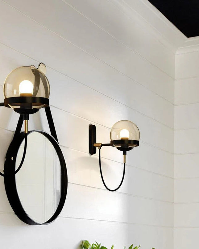 Nowoczesny Kinkiet Ścienny E27 z Żelaza i Szkła – Idealny do Sypialni i Korytarzy z Możliwością Przyciemniania 0