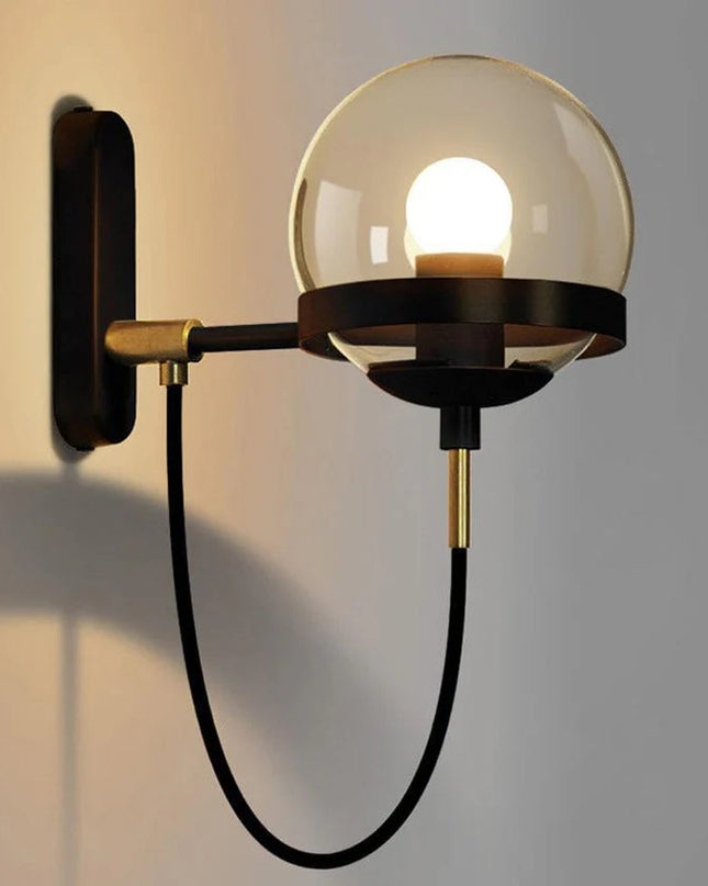Nowoczesny Kinkiet Ścienny E27 z Żelaza i Szkła – Idealny do Sypialni i Korytarzy z Możliwością Przyciemniania 1
