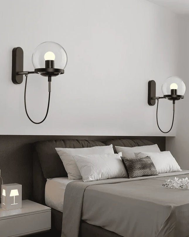 Nowoczesny Kinkiet Ścienny E27 z Żelaza i Szkła – Idealny do Sypialni i Korytarzy z Możliwością Przyciemniania 6