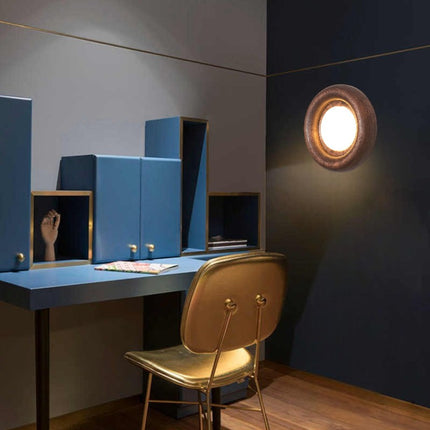 Nowoczesny Kinkiet Ścienny Orbitus z Drewnianą Ramą i Akrylowym Kloszem do Sypialni i Salonu 4