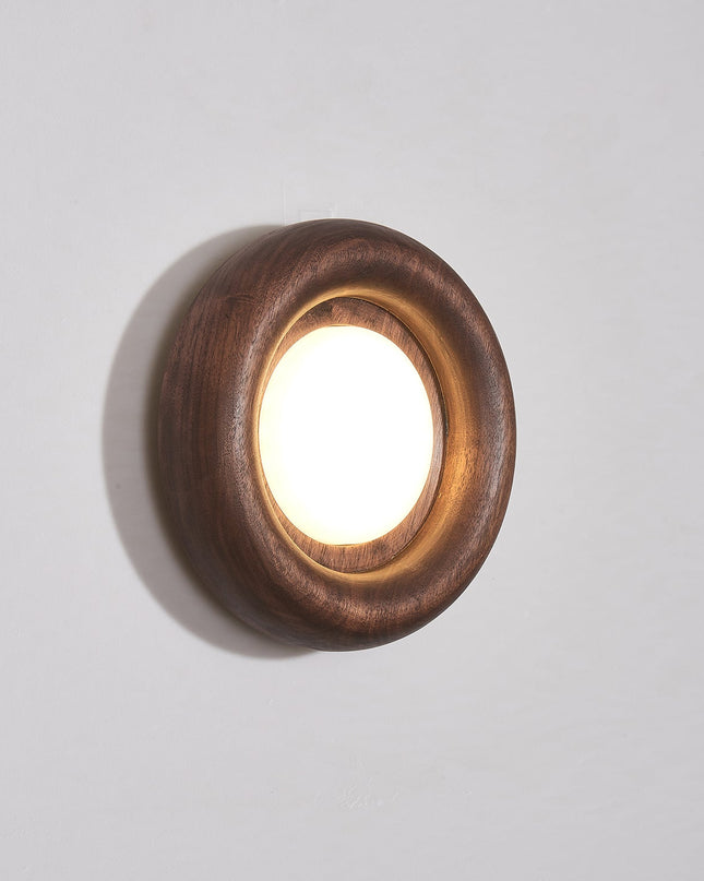 Nowoczesny Kinkiet Ścienny Orbitus z Drewnianą Ramą i Akrylowym Kloszem do Sypialni i Salonu 7