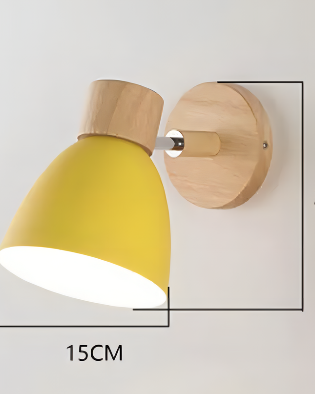 Nowoczesny Kinkiet Ścienny z Drewna i Metalu, Styl Nordic, Idealny do Sypialni i Salonu, Wbudowany Włącznik E27 5