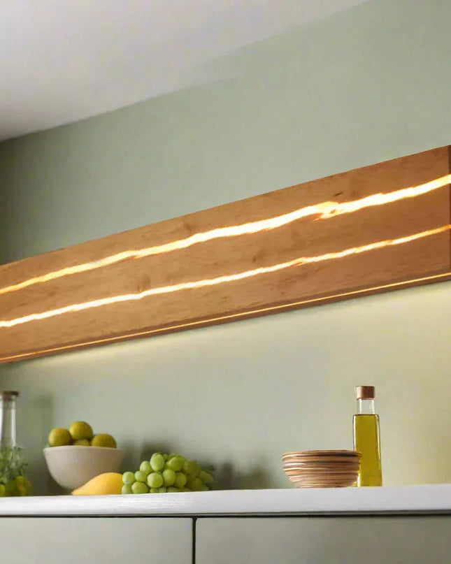 Nowoczesny Kinkiet Ścienny z Drewnianymi Pęknięciami – Lampa LED do Sypialni i Salonu, Ciepłe Światło 1