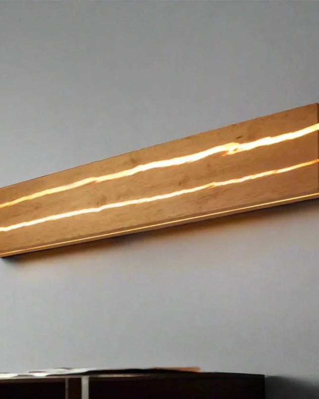 Nowoczesny Kinkiet Ścienny z Drewnianymi Pęknięciami – Lampa LED do Sypialni i Salonu, Ciepłe Światło 2
