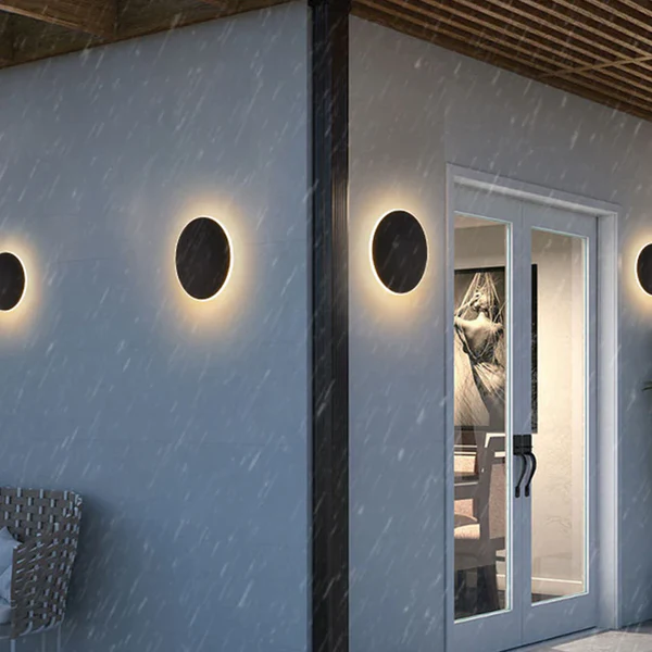 Nowoczesny Kinkiet Zewnętrzny LED Okrągły w Białym i Czarnym - Metalowa Lampa IP65, Wybór Średnic 13/20/30 cm 2