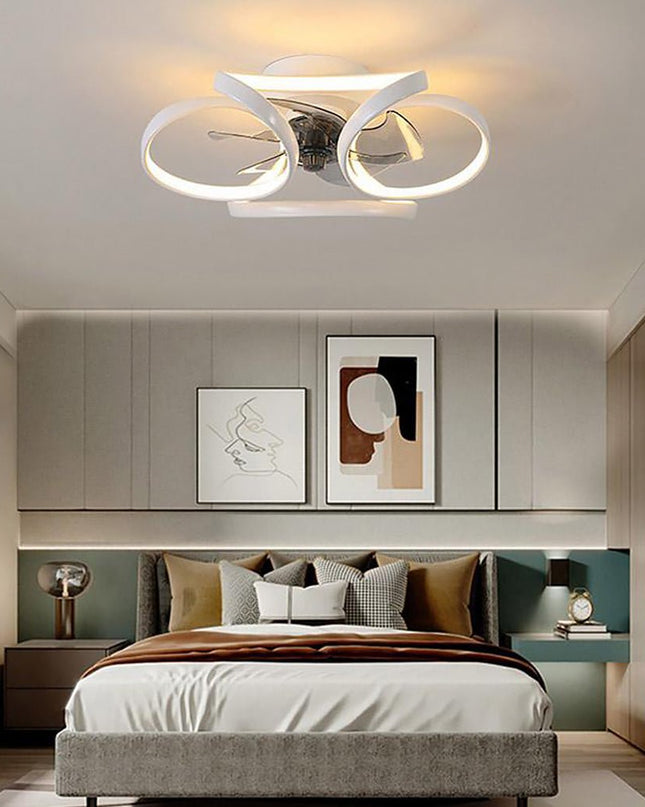 Nowoczesny Wentylator Sufitowy z Lampą LED Flower z Pilotem – Elegancki Wiatrak do Sypialni i Jadalni 2