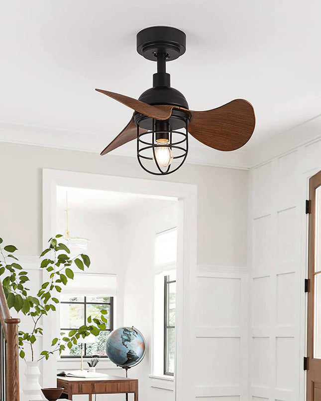 Nowoczesny Wentylator Sufitowy z Lampą w Ciemnym Orzechu – Idealny do Małych Przestrzeni, Zdalne Sterowanie, Stylowy Design 0