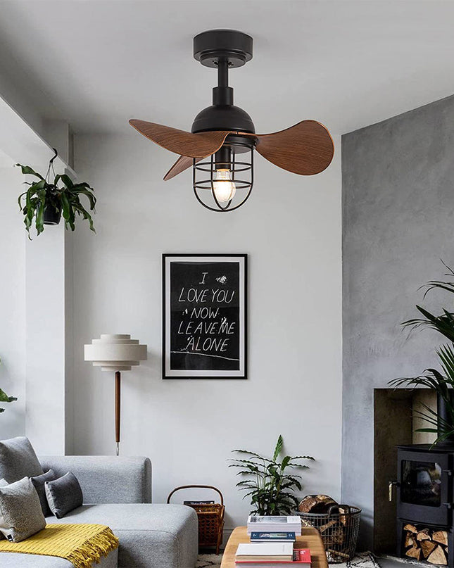 Nowoczesny Wentylator Sufitowy z Lampą w Ciemnym Orzechu – Idealny do Małych Przestrzeni, Zdalne Sterowanie, Stylowy Design 1