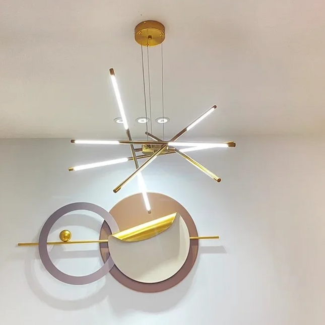 Nowoczesny Złoty Żyrandol do Salonu z 10 Źródłami Światła – Elegancki Design do Pokoju, Łatwy Montaż, Aluminium i Akryl 4