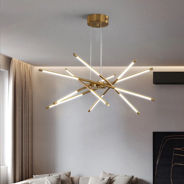 Nowoczesny Złoty Żyrandol do Salonu z 10 Źródłami Światła – Elegancki Design do Pokoju, Łatwy Montaż, Aluminium i Akryl 7