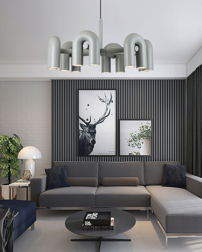 Nowoczesny Żyrandol Cyrkowy z Wbudowanym LED, Regulowana Wysokość, Moduły U - Idealny Żyrandol do Salonu i Pokoju 15