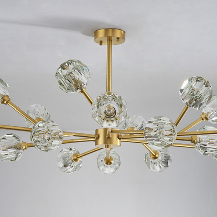 Nowoczesny Żyrandol Liniowy ze Szkła Lodowego w Kształcie Kostki – Miedziany Żyrandol do Salonu i Pokoju, 100x43 cm 4