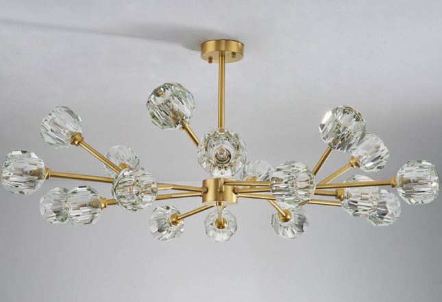 Nowoczesny Żyrandol Liniowy ze Szkła Lodowego w Kształcie Kostki – Miedziany Żyrandol do Salonu i Pokoju, 100x43 cm 4