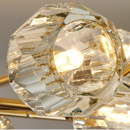 Nowoczesny Żyrandol Liniowy ze Szkła Lodowego w Kształcie Kostki – Miedziany Żyrandol do Salonu i Pokoju, 100x43 cm 6