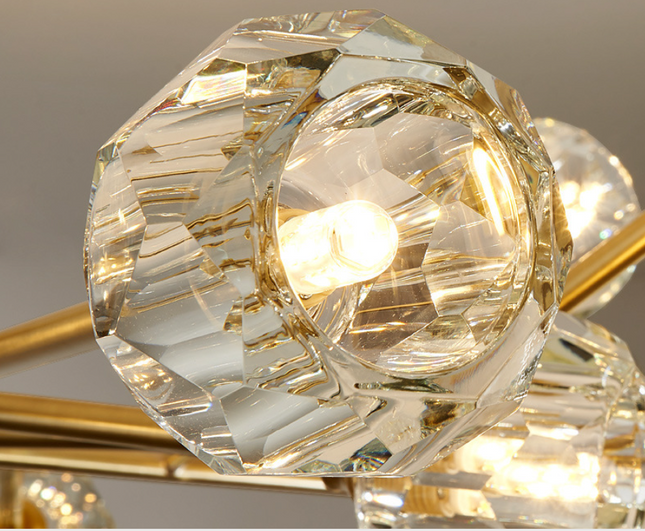 Nowoczesny Żyrandol Liniowy ze Szkła Lodowego w Kształcie Kostki – Miedziany Żyrandol do Salonu i Pokoju, 100x43 cm 6