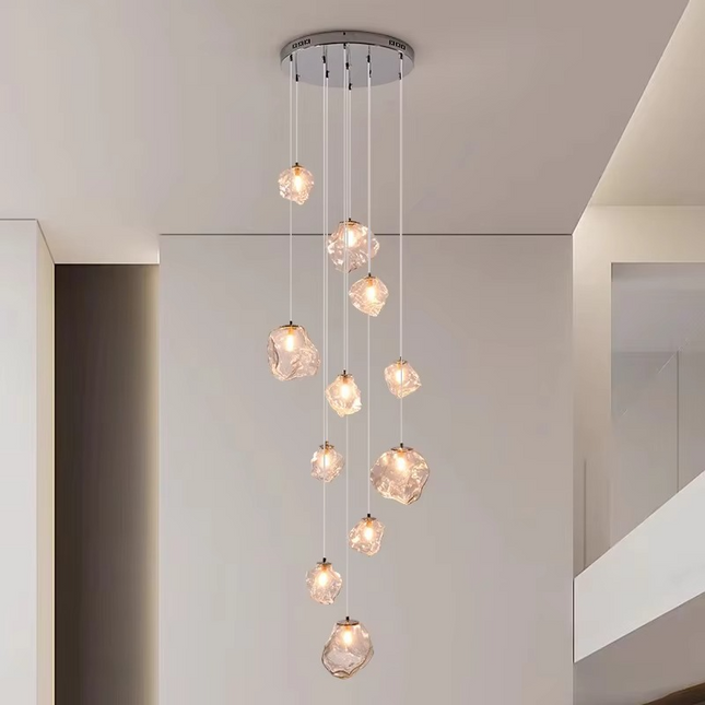 Nowoczesny Żyrandol Schodowy LED Kaskadowy, 7 lub 11 Lamp, Regulowane Światło, Elegancki Design do Wnętrz 3