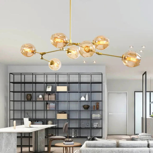 Nowoczesny Żyrandol Sputnik ze Szkła Pęcherza do Salonu i Jadalni – Elegancki Design, Regulowana Długość, Wysoka Jakość 8