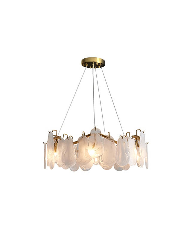 Nowoczesny Żyrandol Szklany w Kształcie Chmurki do Salonu i Sypialni z Regulowanymi Kablami, 6 Świateł, Ciepła Biel 4