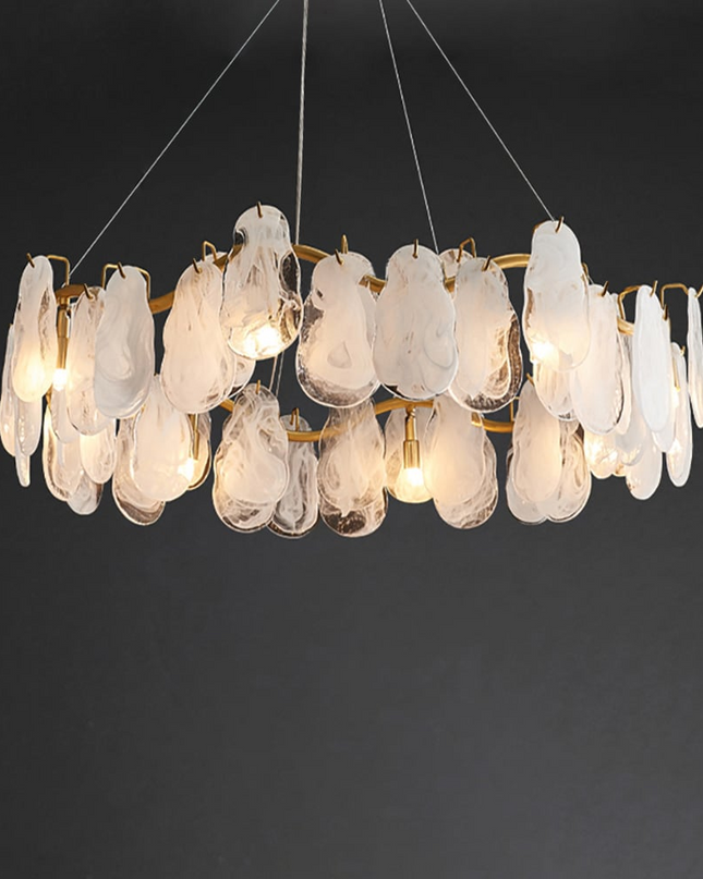 Nowoczesny Żyrandol Szklany w Kształcie Chmurki do Salonu i Sypialni z Regulowanymi Kablami, 6 Świateł, Ciepła Biel 5