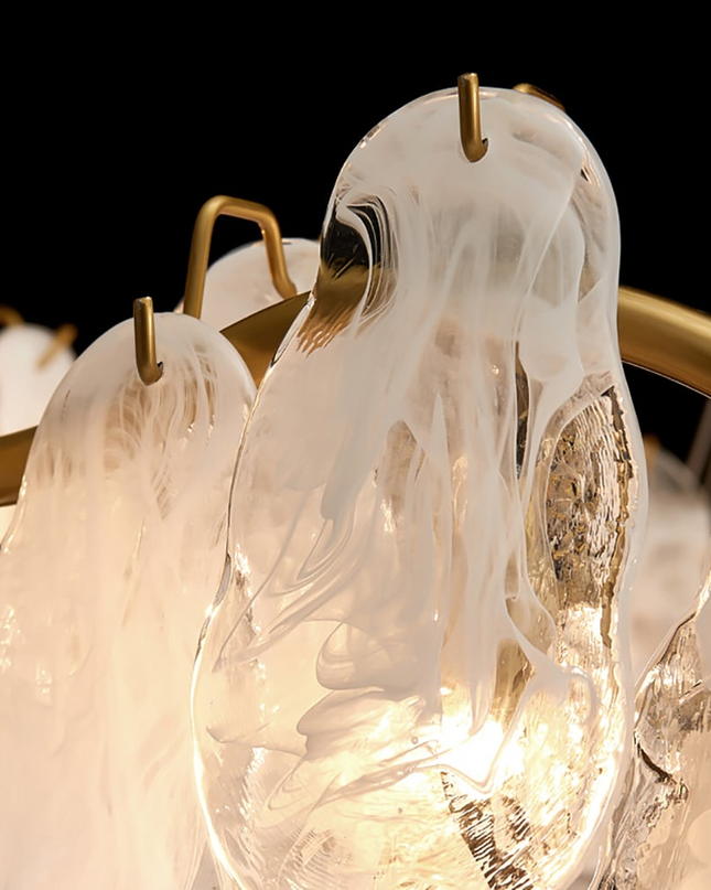 Nowoczesny Żyrandol Szklany w Kształcie Chmurki do Salonu i Sypialni z Regulowanymi Kablami, 6 Świateł, Ciepła Biel 7