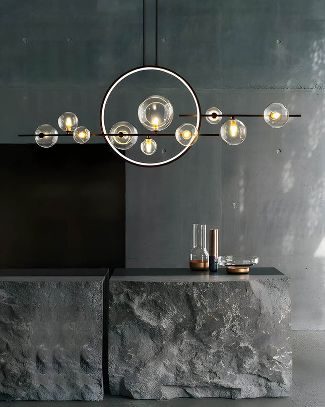 Nowoczesny Żyrandol do Salonu ELARA ze Szklanymi Kulami i Żelaza, Średnica 100 cm, Stylowy Design 2
