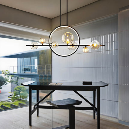 Nowoczesny Żyrandol do Salonu ELARA ze Szklanymi Kulami i Żelaza, Średnica 100 cm, Stylowy Design 4