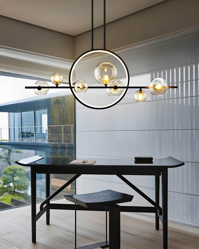 Nowoczesny Żyrandol do Salonu ELARA ze Szklanymi Kulami i Żelaza, Średnica 100 cm, Stylowy Design 4