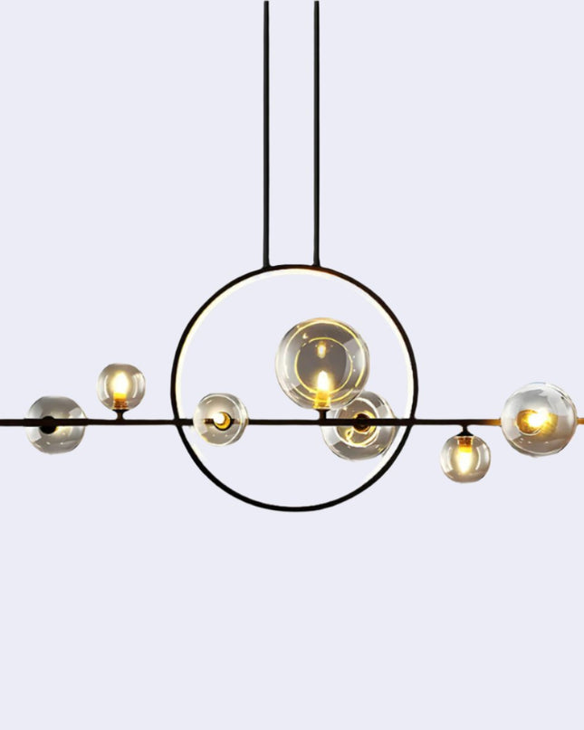 Nowoczesny Żyrandol do Salonu ELARA ze Szklanymi Kulami i Żelaza, Średnica 100 cm, Stylowy Design 6