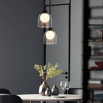 Nowoczesny Żyrandol do Salonu i Sypialni z Szklaną Kulą – Lampa Wisząca w Stylu Minimalistycznym, Regulowana Długość, Metal-Szkło 5